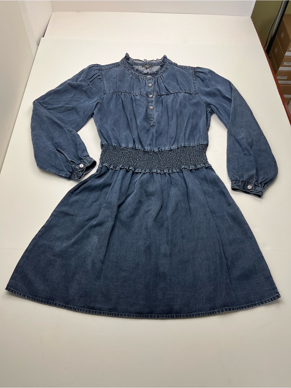 Rails Shawna Mini Dress Womens‎ Medium Dark Vintage Blue Smocked Waist Tencel